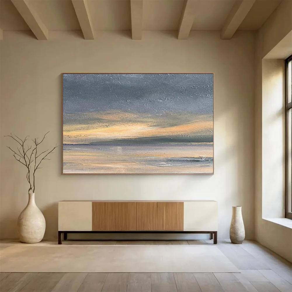 Acrylic Original Painting Shore Subtle Abstract Artwork O9GBS